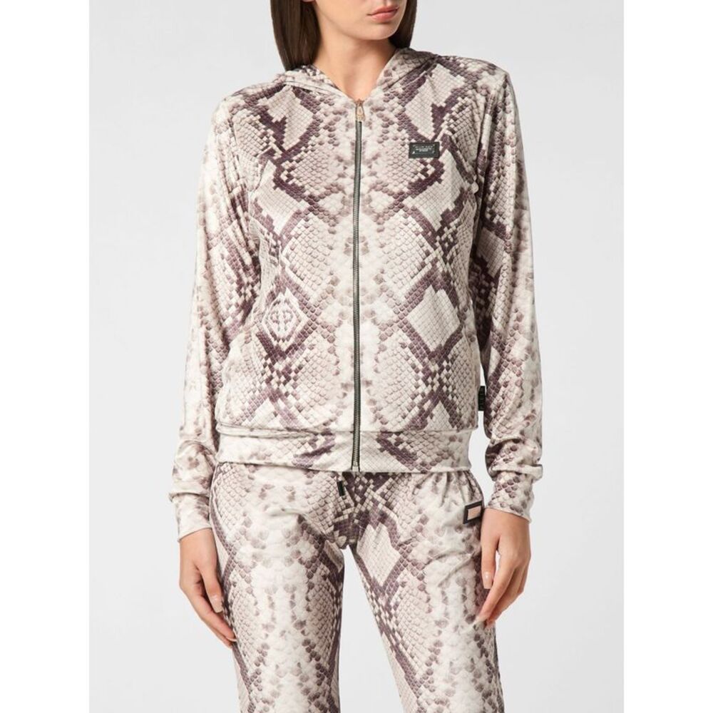 Philipp Plein Women Zip-Up Hoodie Philipp Plein With Animalier Python Print